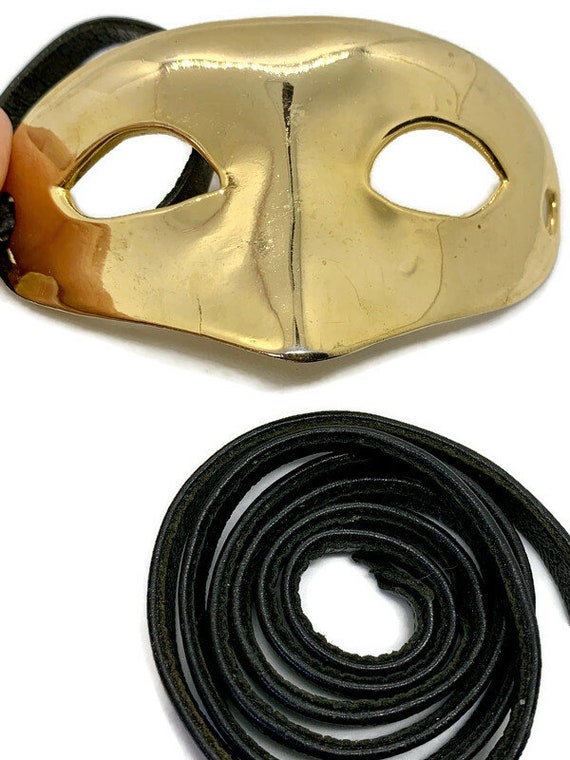 1976 Christopher Ross Buckle Belt Mask 24k Gold P… - image 2