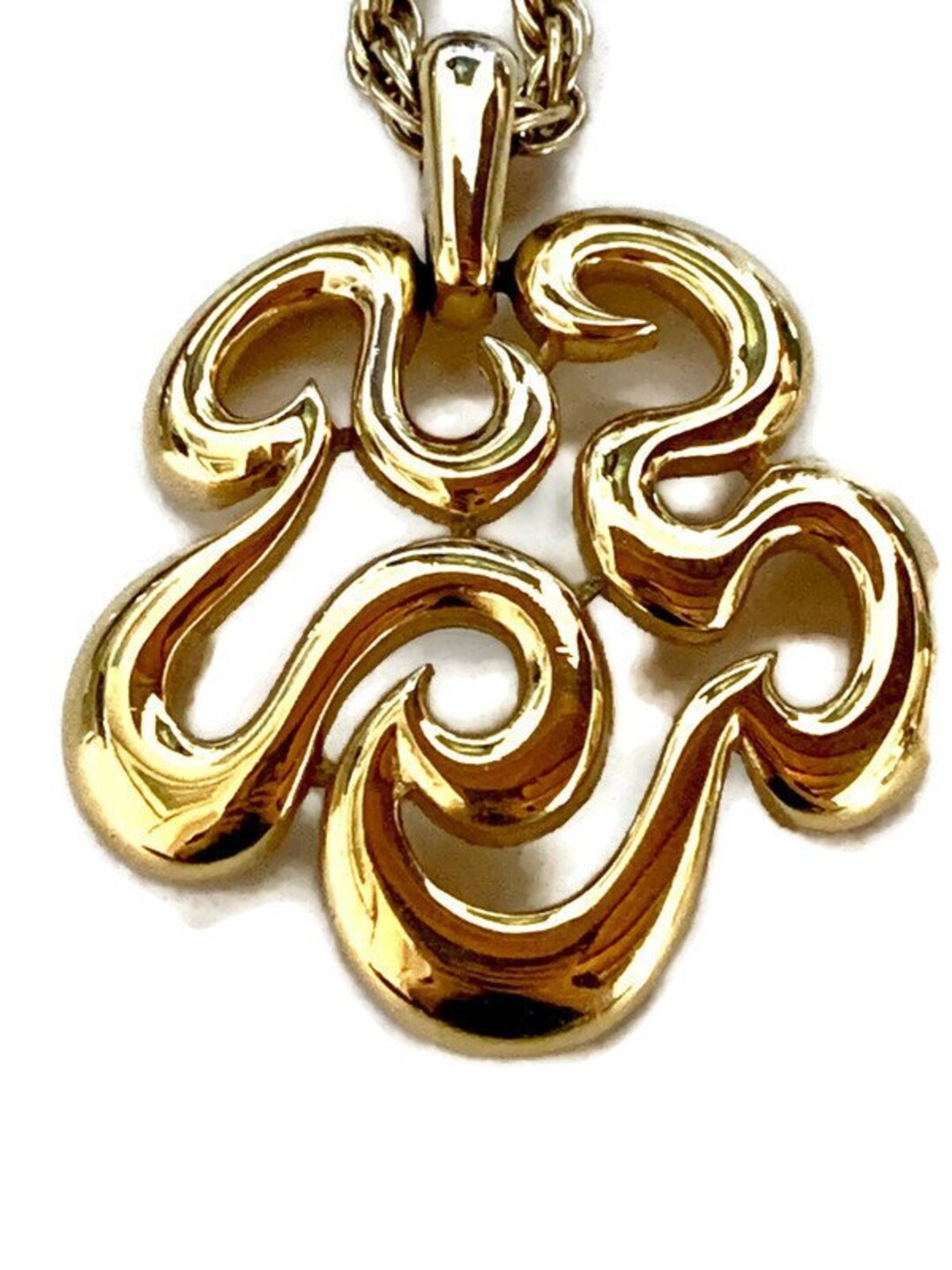 Crown Trifari Necklace Pendant Midcentury 1970s 1960s Abstract MCM