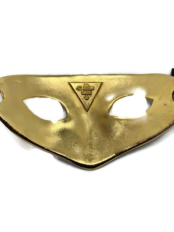 1976 Christopher Ross Buckle Belt Mask 24k Gold P… - image 3