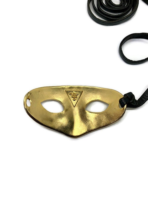 1976 Christopher Ross Buckle Belt Mask 24k Gold P… - image 5