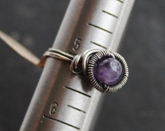Purple Crystal Galaxy Ring | Sterling Silver and Amethyst | Size 5