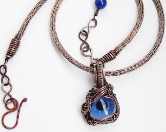 The Armored Eye | Blue Evil Eye in Woven Bronze and Copper