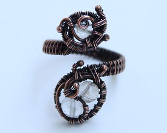 Rutilated Quartz and Copper Adjustable Ring