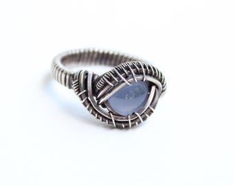 Blue Chalcedony and Sterling Silver Ring | Size US 7.5
