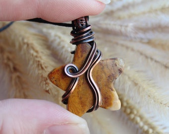 Pendentif céleste jaune | Pendentif étoile filante Crazy Lace en agate