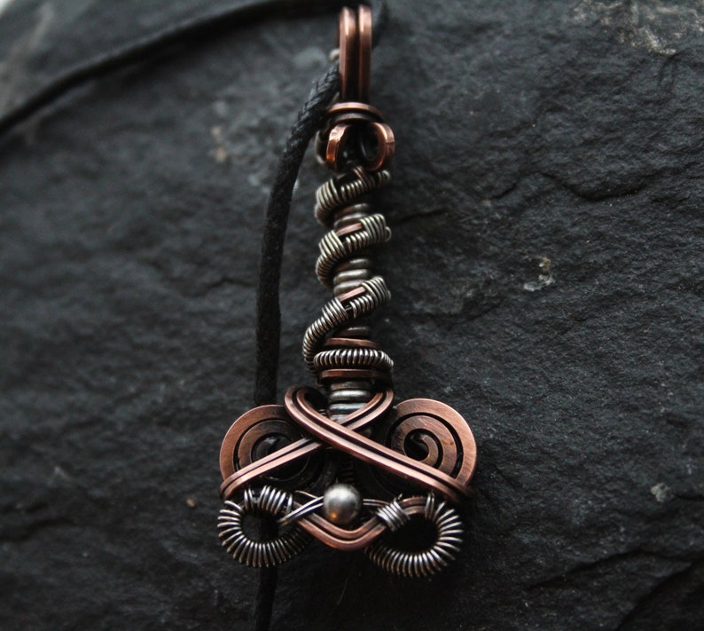 Norse Pagan Jewelry Sterling Silver and Copper Mjolnir Pendant Mixed Metal Thor/'s Hammer Necklace