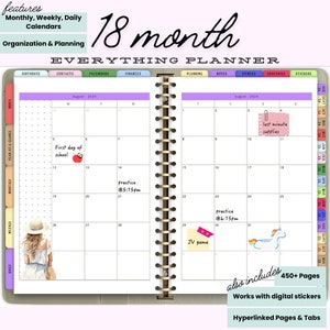 All-in-One Digital Planner for Back to School, Goodnotes Planner, Work & Home - Goodnotes Compatible, Aesthetic Calendar, Organization Tools