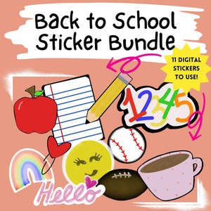 Back to School Digital Stickers, Stickers for Digital Planners and Calendars, Teacher Supplies, Cute Designs for Teachers in the Classroom