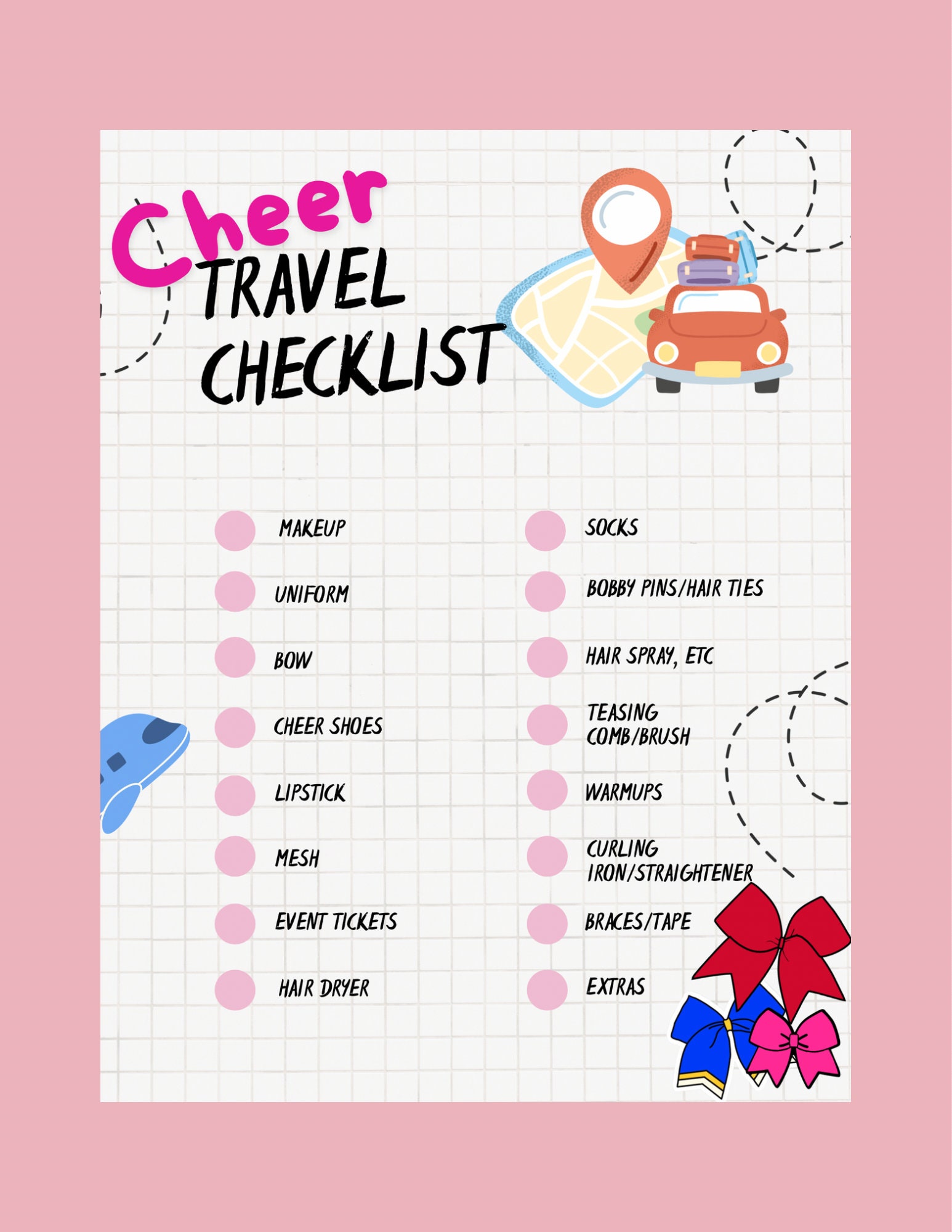 All-star Cheer Travel Checklist, Cheer Competition Checklist, Checklist ...
