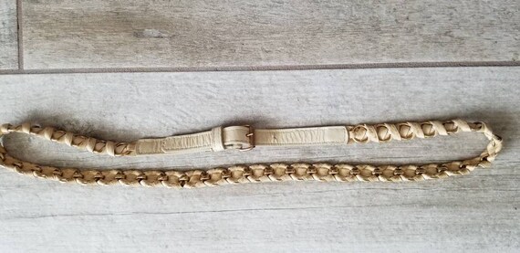 Womens Gold Chain Belt With Cream Interwoven Leather. Etsy