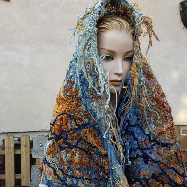 The coming of spring" shawl, by Jarmolowska.handmade , designers Eco printed and eco freindly clothing. Ready to Ship