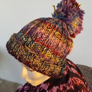 hand knitted slouchy BEANIE , HANDMADE by Jarmolowska, artsy, unique , piece of art,natural, ready to ship image 4