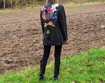 Bouquet of Flowers , eembroidered jacket by Jarmolowska, fashion, new collection, repurposed
