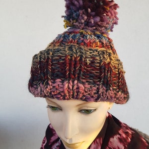 hand knitted slouchy BEANIE , HANDMADE by Jarmolowska, artsy, unique , piece of art,natural, ready to ship image 8