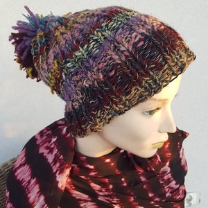 hand knitted slouchy BEANIE , HANDMADE by Jarmolowska, artsy, unique , piece of art,natural, ready to ship image 10