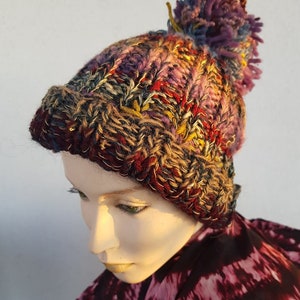 hand knitted slouchy BEANIE , HANDMADE by Jarmolowska, artsy, unique , piece of art,natural, ready to ship image 7