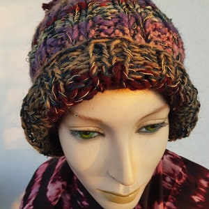 hand knitted slouchy BEANIE , HANDMADE by Jarmolowska, artsy, unique , piece of art,natural, ready to ship image 2