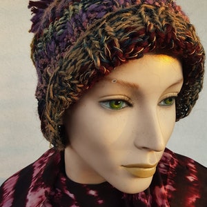 hand knitted slouchy BEANIE , HANDMADE by Jarmolowska, artsy, unique , piece of art,natural, ready to ship image 6