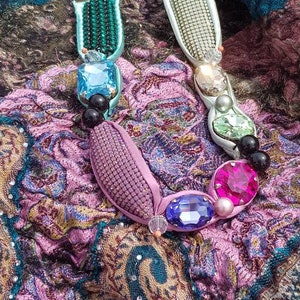 Italian holiday ,necklace with Swarovski crystals, Ready to ship.
