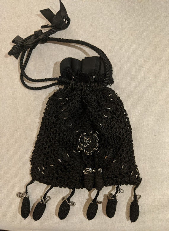 Vintage early 1900's drawstring bag/purse   (NOW … - image 3