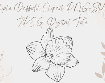 Hand-Drawn Daffodil, Simple Daffodil, Clipart, PNG, SVG, JPEG, Digital File