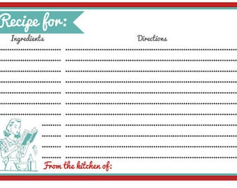 Retro Style Recipe Cards Set of 20