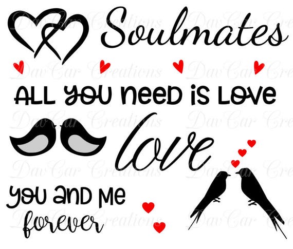 Love Themed Svg Cut Files Love Birds Hearts Soulmates You Etsy