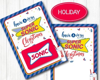 Christmas Sonic Gift card holder. 5x7" DIGITAL File. Easy Gift. Printable Instant Download. Sonic Drive-In Fast Food Gift Card Holder