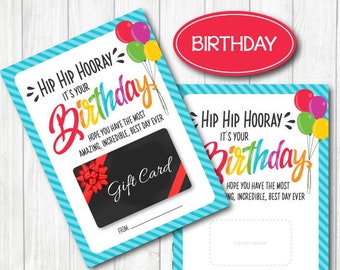 BIRTHDAY Happy Birthday Gift card holder. 5x7" DIGITAL FILE. Teacher, Friend, Birthday, Family. Easy Gift. Printable Instant Download.