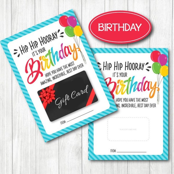 BIRTHDAY Happy Birthday Gift card holder. 5x7" DIGITAL FILE. Teacher, Friend, Birthday, Family. Easy Gift. Printable Instant Download.