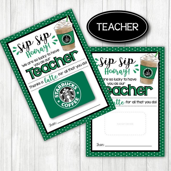 Titulaire de la carte-cadeau STARBUCKS pour professeur. FICHIER NUMÉRIQUE 5x7". Merci appréciation de l’enseignant. Cadeau facile. Téléchargement instantané imprimable.