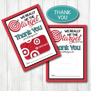 Obrigado, titular do cartão-presente TARGET. ARQUIVO DIGITAL 5x7". Obrigado professor, amigo, aniversário, família. Presente fácil. Download instantâneo para impressão.