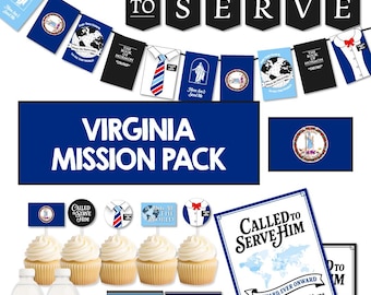 VIRGINIA Missionary afscheidsfeestpakket | LDS Homecoming-decoratie | Banner Called to Serve | AFDRUKBAAR decor