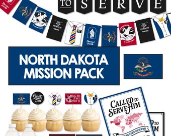 NORTH DAKOTA Missionary Farewell-feestpakket | Lds Homecoming-decoratie | Banner Called to Serve | AFDRUKBAAR decor