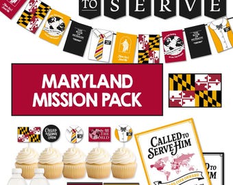 MARYLAND Missionary Afscheidsfeestpakket | LDS Homecoming-decoratie | Banner Called to Serve | AFDRUKBAAR decor