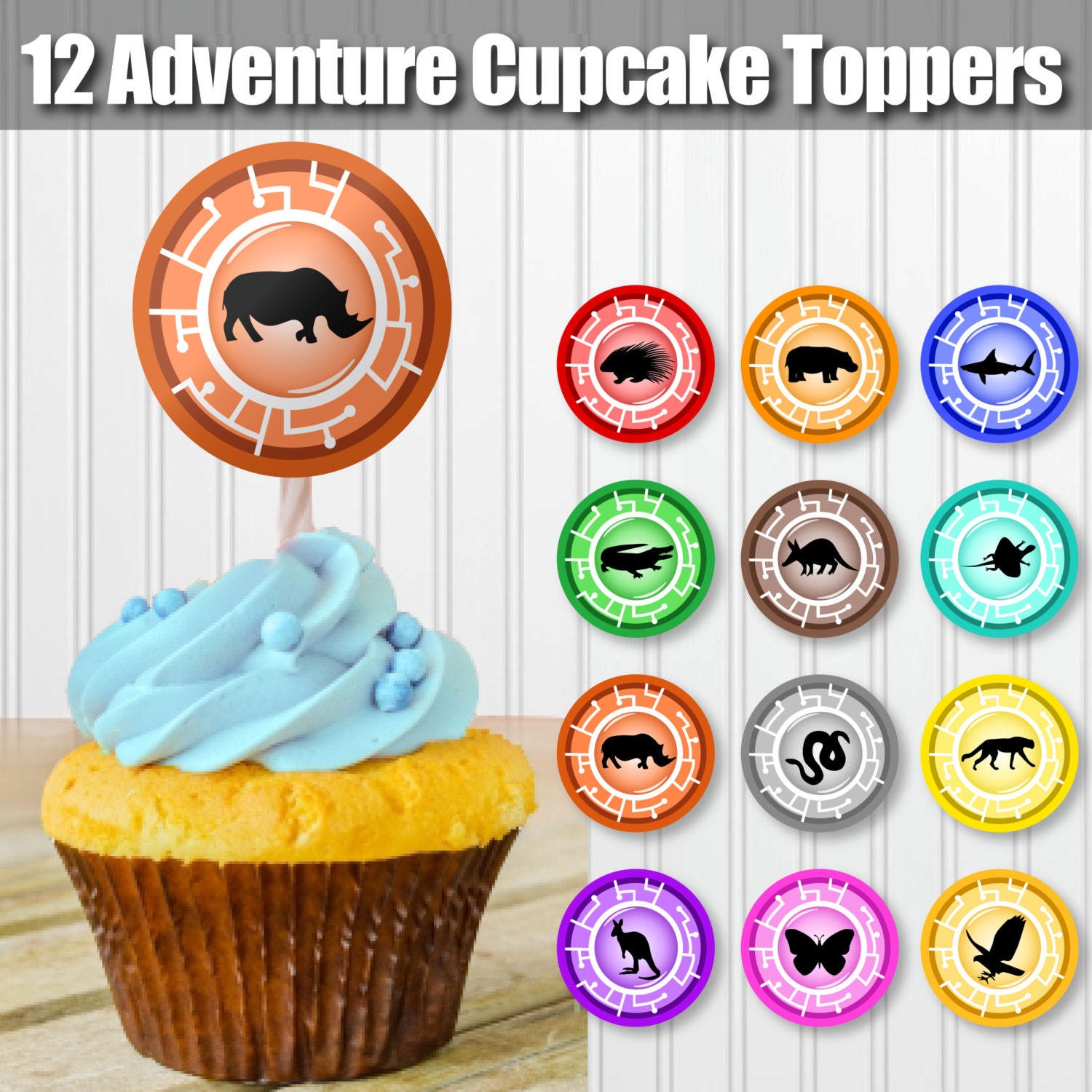 12 Animal Adventure Cupcake Toppers 2 PRINTABLE Etsy