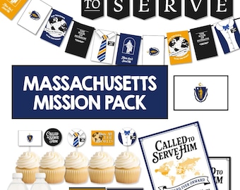 MASSACHUSETTS Missionary Farewell-feestpakket | LDS Homecoming-decoratie | Banner Called to Serve | AFDRUKBAAR decor