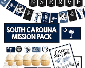 SOUTH CAROLINA Missionary Farewell Party-pakket | Lds Homecoming-decoratie | Banner Called to Serve | AFDRUKBAAR decor