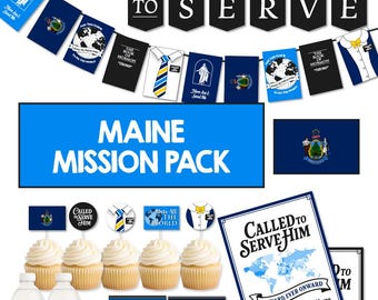 MAINE Missionary Afscheidsfeestpakket | LDS Homecoming-decoratie | Banner Called to Serve | AFDRUKBAAR decor