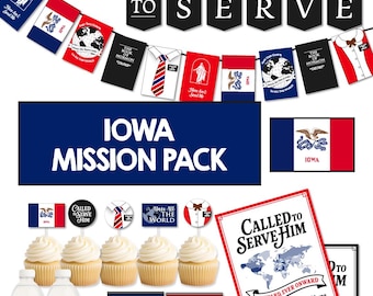 IOWA Missionary Farewell Party-pakket | LDS Homecoming-decoratie | Banner Called to Serve | AFDRUKBAAR decor