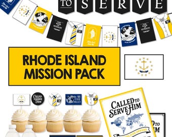 RHODE ISLAND Missionary Farewell Party-pakket | Lds Homecoming-decoratie | Banner Called to Serve | AFDRUKBAAR decor