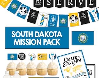 SOUTH DAKOTA Missionary Farewell Party-pakket | Lds Homecoming-decoratie | Banner Called to Serve | AFDRUKBAAR decor