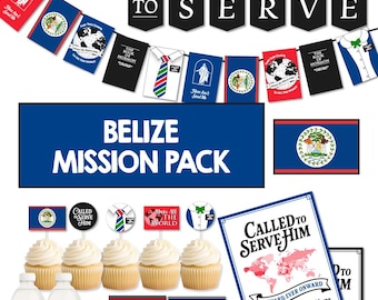 BELIZE Missionary Farewell-feestpakket | LDS Homecoming-decoratie | Banner Called to Serve | AFDRUKBAAR decor