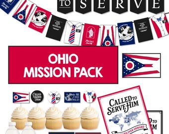 OHIO Missionary Farewell Party-pakket | LDS Homecoming-decoratie | Banner Called to Serve | AFDRUKBAAR decor