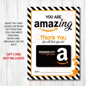 Thank You AMAZON Gift Card Holder. 5x7" DIGITAL FILE. Thank You Teacher ...