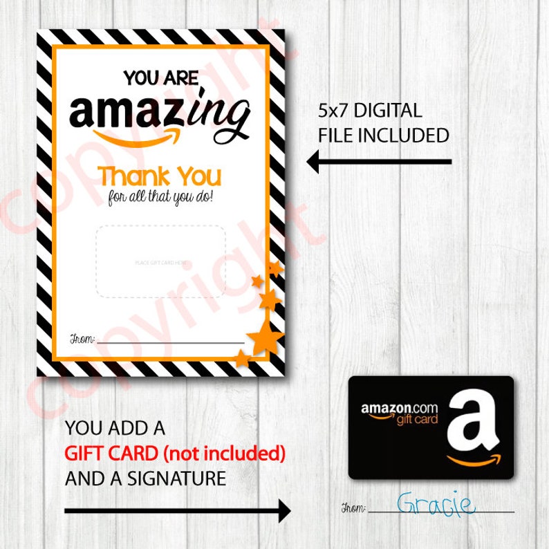 Thank You AMAZON Gift Card Holder. 5x7 DIGITAL FILE. Etsy