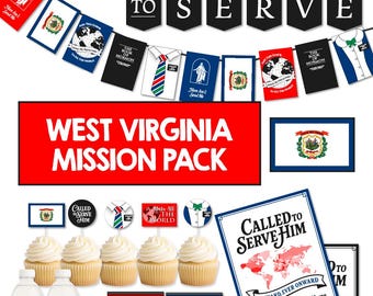 WEST VIRGINIA Missionary Farewell Party-pakket | Lds Homecoming-decoratie | Banner Called to Serve | AFDRUKBAAR decor