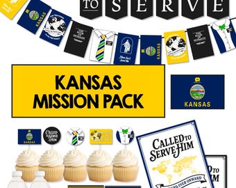 KANSAS Missionary Farewell Party-pakket | LDS Homecoming-decoratie | Banner Called to Serve | AFDRUKBAAR decor