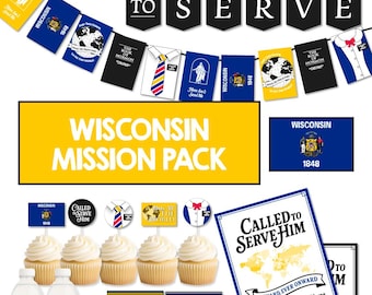 WISCONSIN Missionary Farewell Party-pakket | LDS Homecoming-decoratie | Banner Called to Serve | AFDRUKBAAR decor