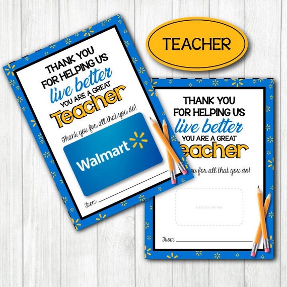 Teacher WALMART Gift Card Holder. 5x7 DIGITAL File. Etsy